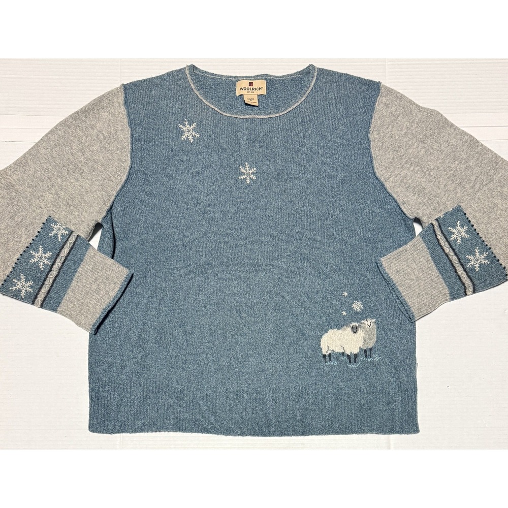 WOOLRICH - Women's Aquifer Heather Lambswool Snowflake Sheep Sweater -XL X-Large